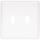 Brainerd Stamped Round Double Switch Wall Plate- White