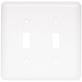 Brainerd Stamped Round Double Switch Wall Plate- White