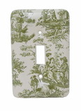 Liberty Hardware Single Switch Wall Plate  Bisque Sage French Toile' Design  LQ-67850