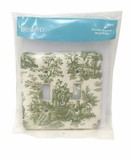Liberty Hardware Double Switch Wall Plate Sage Green French Toile', Bisque LQ-67854