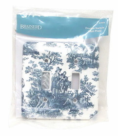 Liberty Hardware Double Switch Wall Plate, Bisque Blue French Toile' LQ-67856