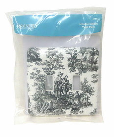 Liberty Hardware Double Switch Wall Plate Bisque, Black  French Toile' Design LQ-67857