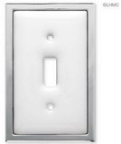 Liberty Hardware Single Switch Wall Plate -  White Ceramic W/ Chrome LQ-68976