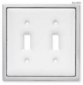 Liberty Hardware Double Switch Wall Plate - Ceramic w/ Chrome Trim LQ-68977