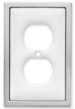 Liberty LQ-68978 Single Duplex Outlet Wall Plate - White Ceramic with Chrome