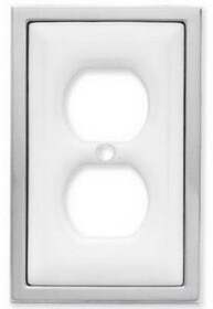Liberty LQ-68978 Single Duplex Outlet Wall Plate - White Ceramic with Chrome