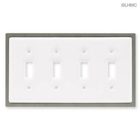 Liberty Hardware Four Switch Wall Plate - White Ceramic W/ Chrome LQ-69647