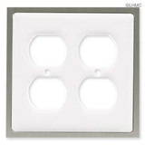 Liberty Hardware Double Duplex Outlet Wall Plate- White Ceramic W/ Chrome LQ-69649