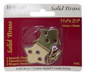 Liberty Hardware Pair Small Butterfly Hinge 1-5/16" X 2.1/4" Solid Brass LQ-76XC