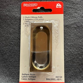 Brainerd (2-Pack) 2-1/2" Oblong Flush Finger Oval Pull Antique Brass