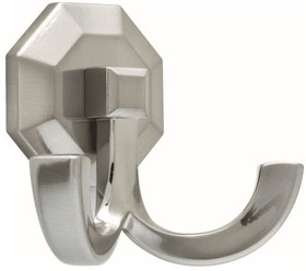 Liberty Hardware Faceted Double Wall Hook in Satin Nickel - 3 5/8"