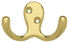 Liberty Hardware Double Prong Brass Plated Coat Hook - B59104Z-PB-C
