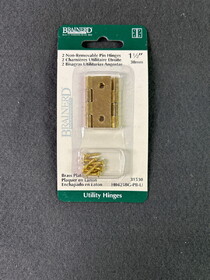 Brainerd (2-Pack) 1-1/2" Non Removable Pin Hinges Brass Plated