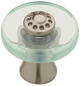 Liberty Hardware 1-1/4" Design Facets Isla Knob Satin Nickel & Vintage Green