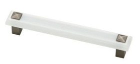 Liberty Hardware 5" Kaley Pull Translucent White and Brushed Stainless Steel