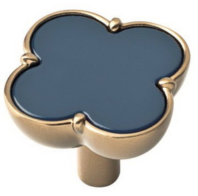 Liberty Hardware 1-1/3" Designer Clover Knob Navy Blue and Champagne Bronze
