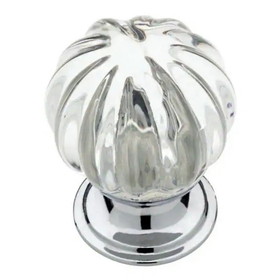 Liberty Hardware 1-1/4" Chrome and Clear Fluted Glass Round Cabinet Knob