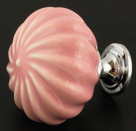 Liberty Hardware 1-3/4" Swirl Design Ceramic Knob Rose Pink with Chrome