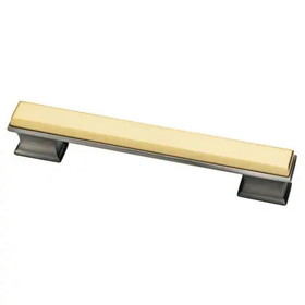 Liberty Hardware 5" Dual Tone Luxe Square Pull Hierloom Silver and Bayview Brass