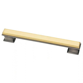 Liberty Hardware 6-5/16" Dual Tone Luxe Square Pull Heirloom Silver and Bayview Brass