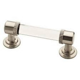 Liberty Hardware 3" Classic Clear Glass Pull with Satin Nickel