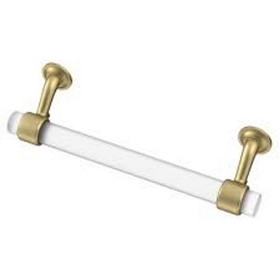 Liberty Hardware 5-1/16" Floating Frosted Glass Pull with Brushed Brass