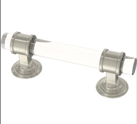 D. Lawless Hardware 3-3/4" Acrylic Bar Pull Satin Nickel and Clear