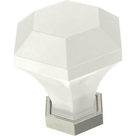 Liberty Hardware 1-3/8" Classic Acrylic Knob Flat White and Satin Nickel