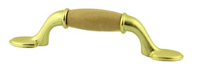 Liberty Hardware 3" Traditional Natural Birch Insert Pull Polished Brass