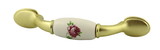 Liberty Hardware Pink Rose Ceramic Pull with Brass Ends - 3
