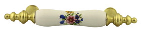 Liberty Hardware 3" Floral Ceramic Center Pull Polished Brass