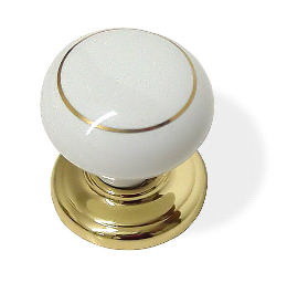 Liberty Hardware 1-3/8" Large Ceramic Knob White with Gold Ring