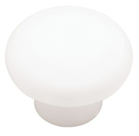 Brainerd (10 Pack) 1-3/8" Crisp White Round ABS Plastic Knobs
