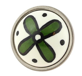 Liberty Hardware 1-3/8" Painted Flower Knob Green and Satin Nickel