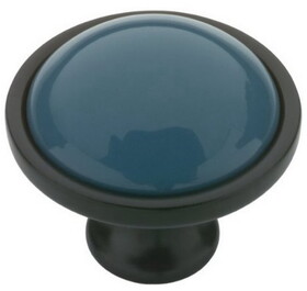 Liberty LQ-PBF454-315-25 (25-Pack) 1-3/8" Betsy Fields Knob Brushed Pewter with Blue Ceramic Insert