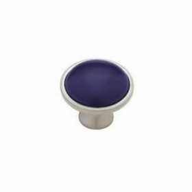 Liberty Hardware 1-3/8" Betsy Fields Knob Brushed Pewter with Blue Ceramic Insert