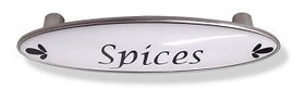 Liberty Hardware 3" Spices Drawer Pull Black Lettering and Satin Nickel