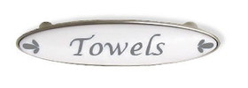 Liberty Hardware 3" Towel Drawer Pull Blue-Gray Script and Satin Nickel