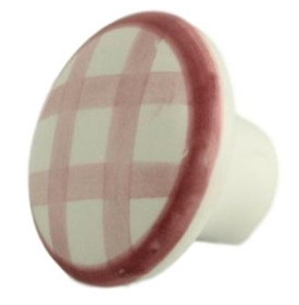 Liberty Hardware 1-1/2" Ceramic Knob White with Pink Stripes