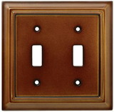 D. Lawless Hardware Hampton Bay - Architectural Wood - Decorative Double Switch Plate - Saddle - W10763-SDL-UH