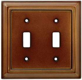 D. Lawless Hardware Hampton Bay - Architectural Wood - Decorative Double Switch Plate - Saddle - W10763-SDL-UH