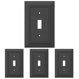 Franklin Brass (4-Pack) Classic Architecture Single Switch Wall Plate Matte Black Antimicrobial Finish