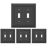 Franklin Brass (4-Pack) Classic Architecture Double Switch Wall Plate Flat Black Antimicrobial