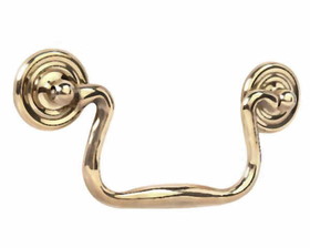 D. Lawless Hardware 3" Swan Neck Bail Pull with Rosette - Solid Brass