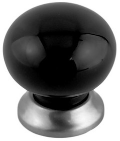 D. Lawless Hardware 1-3/8" Ceramic Knob Jet Black and Brushed Nickel