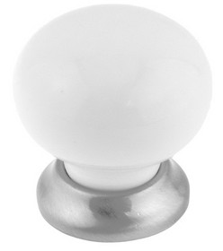 D. Lawless Hardware 1-3/8" Ceramic Knob Pure White and Brushed Nickel