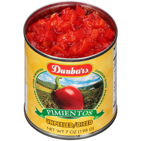 Dunbar Pimento Diced Red Unpeeled, 1 Each, 24 per case