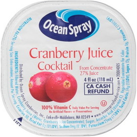 Ocean Spray Cranberry Juice Cocktail 4 Ounces - 48 Per Case