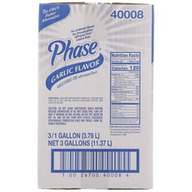 Phase Garlic Flavored Vegetable Oil With Artificial Butter Flavor, 1 Gallon, 3 per case