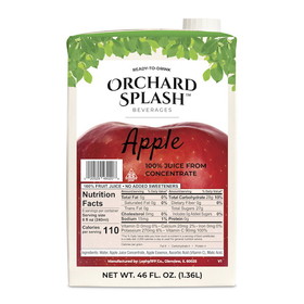 Orchard Splash Juice Aseptic 100% Apple Ready To Serve, 46 Ounce, 12 per case